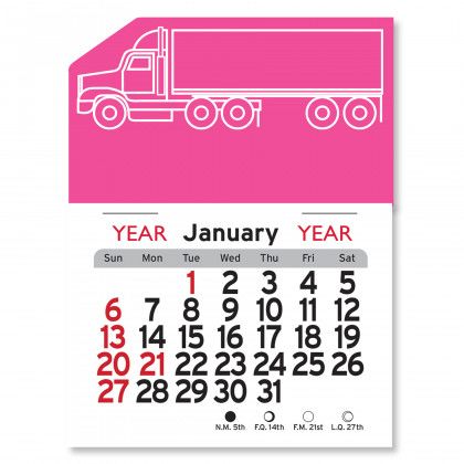 Peel-N-Stick® Calendar - Semi Truck - Hot Pink