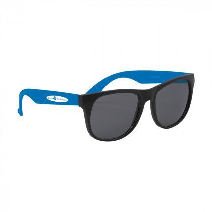 Imprinted Logo Youth Rubberized Sunglasses - Blue