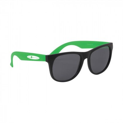 Imprinted Logo Youth Rubberized Sunglasses - Green