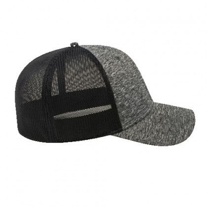 Embroidered One Size Stretch Fit Mesh Back Cap - Heather charcoal/black