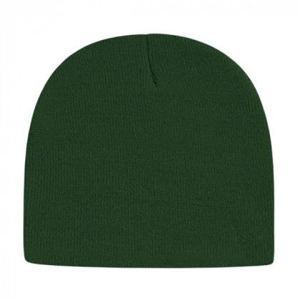 Custom Embroidered Solid Knit Beanie Caps - Forest Green