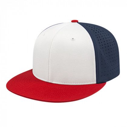 White Red Navy Custom Flexfit Perforated Performance Cap