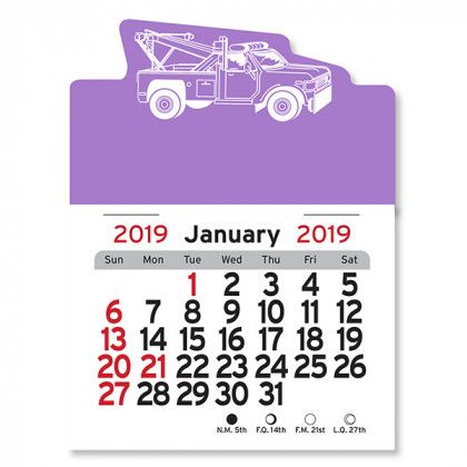 Economy Peel-N-Stick® Tow Truck Calendar - Lavendar