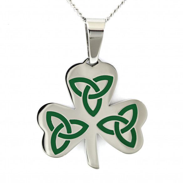 Custom Engraved Lucky Celtic Shamrock Pendant 