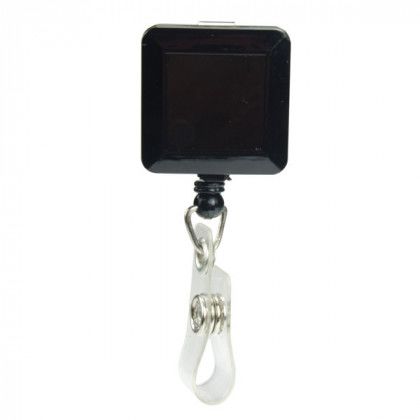 Square Wholesale Retractable Badge Holders with Alligator Clip - Black