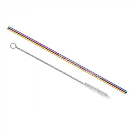 Unique Promotional Straws | Colored Stainless Steel Straw with Pipe Cleaner Brush | Personalized Laser Engraved Straws- Titanium