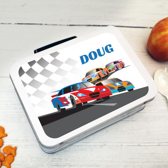 Personalized Race Cars Lunch Box