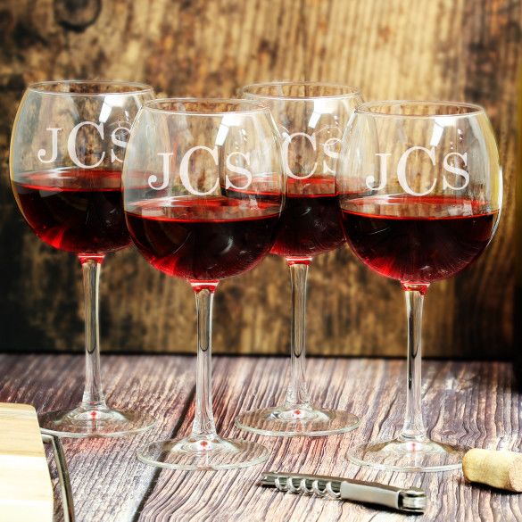 Monogram Classic Wine Glasses Set of 4 - 16oz