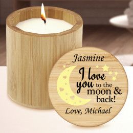 Love You To The Moon & Back Personalized Bamboo Candle