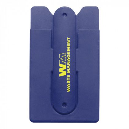 Imprinted Silicone Stand and Smart Wallet - Navy blue