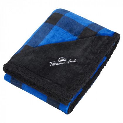 Logo Field & Co. Buffalo Plaid Sherpa Blanket - Blue/black