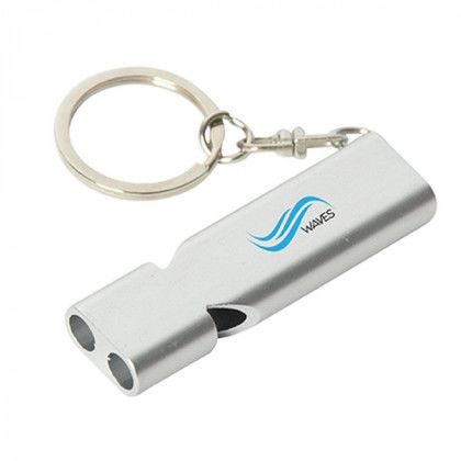 Logo Imprinted Patrol Key Chain Whistle - Silver