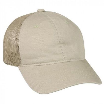Custom Heavy Garment Washed Mesh Back Cap Tan