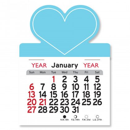 Peel-N-Stick® Calendar - Heart - Sky Blue