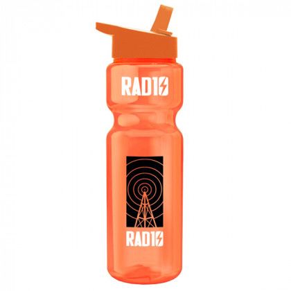 Promo Transparent Bottle with Flip Straw Lid orange