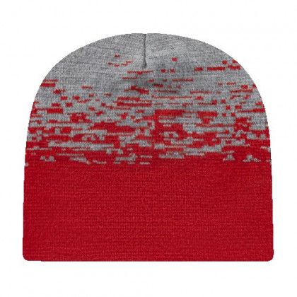 Customized Static Pattern Knit Beanie - True red/heather