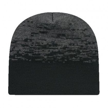 Customized Static Pattern Knit Beanie - Black/Dark heather