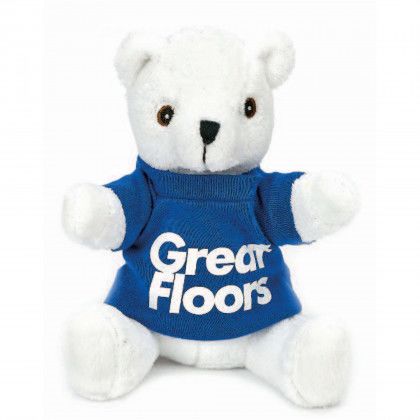 White 7 inch Extra Soft Stuffed Bear with Logo