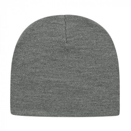 Promotional Solid Knit Beanies with Embroidered Logos - Heather
