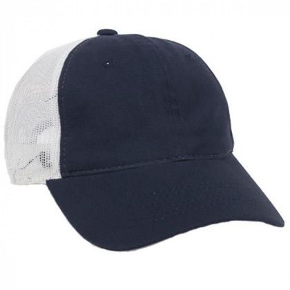 Custom Heavy Garment Washed Mesh Back Cap True Navy/White