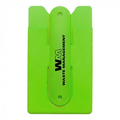 Imprinted Silicone Stand and Smart Wallet - Green