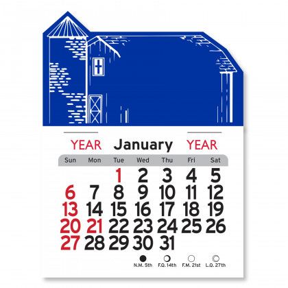 Economical Peel-N-Stick® Barn Calendar - Royal Blue