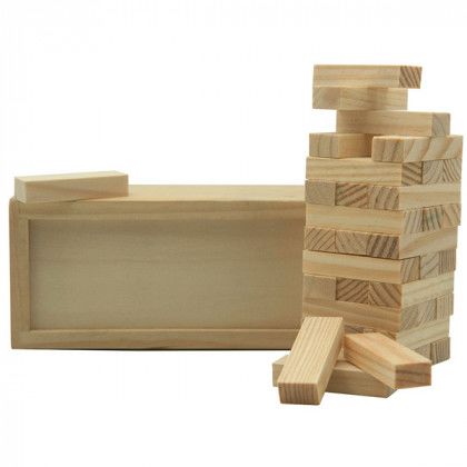 Wooden Tower Puzzle with Imprinted Logo - Natural
