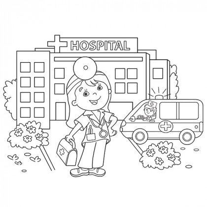 Hospital Stock Graphic for Coloring Tote Bag