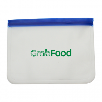 Logo Imprinted Reusable Zipper Bags 10" - Blue