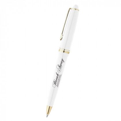 Cap Action Pen with Custom Imprint White