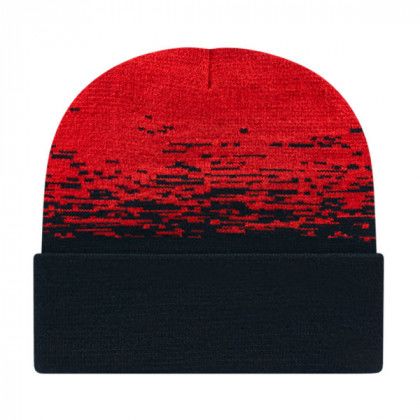 Embroidered Cuffed Static Pattern Knit Cap Black True Red Embroidered Cuffed Static Pattern Knit Cap Black True Red