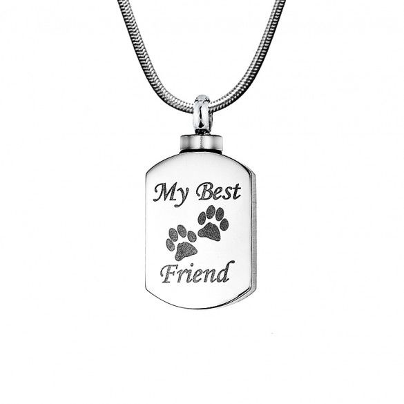 My Best Friend Paw Print Memorial Urn Pendant