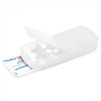 Promo Plastic Bandage Dispenser with Pill Case Clear