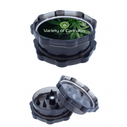 Custom Decal 50MM Translucent Cannabis Grinder - Smoke Custom Decal 50MM Translucent Cannabis Grinder - Smoke