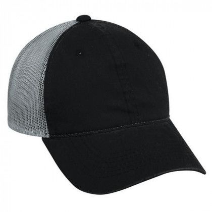 Custom Heavy Garment Washed Mesh Back Cap Black/Dark Gray