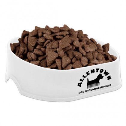 Promotional Happy Dog 8" Pet Bowl - White