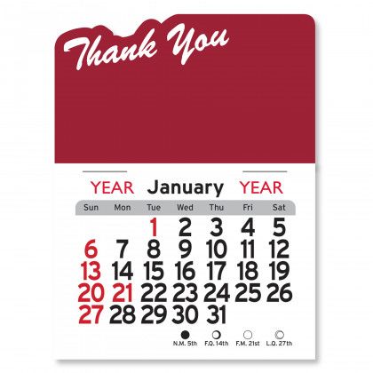 Peel-N-Stick® Calendar - Thank You - Crimson