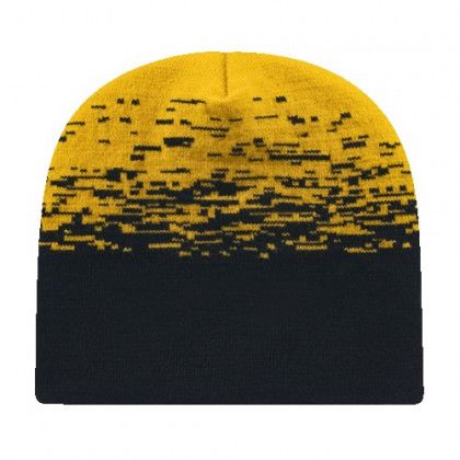 Customized Static Pattern Knit Beanie - Black/Gold