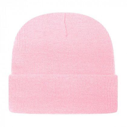 Solid Knit Cap with Cuff Pink