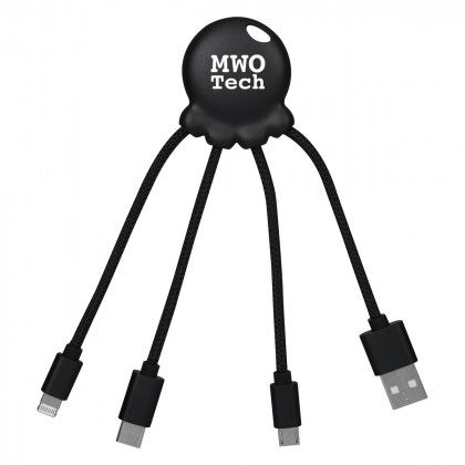 Imprinted Xoopar Octo-Charge Cables 3-in-1 - Black