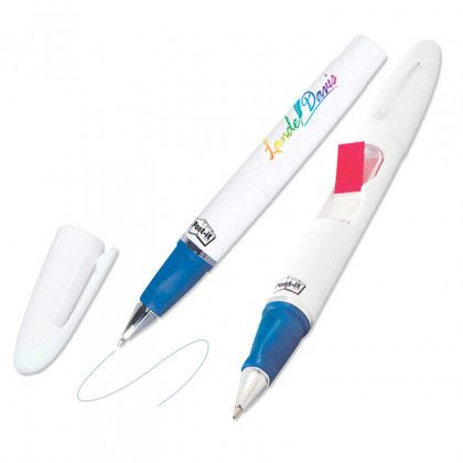 Promotional Post-It Flag and Pen - Blue grip & ink with white barrel