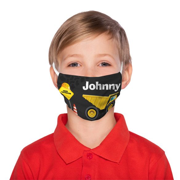 Dump Truck Face Mask For Kids | Personalized Face Covers for Kids | Custom Kids Apparel