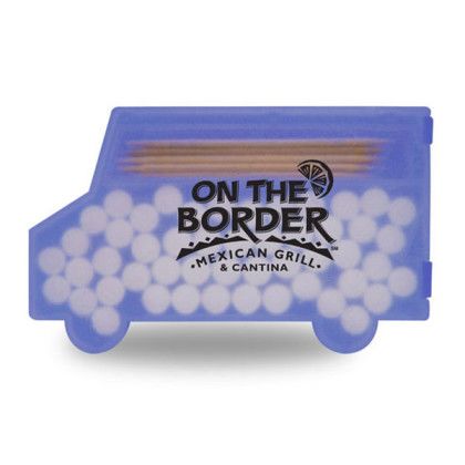 Truck Shaped Mint Container With Custom Logo Blue