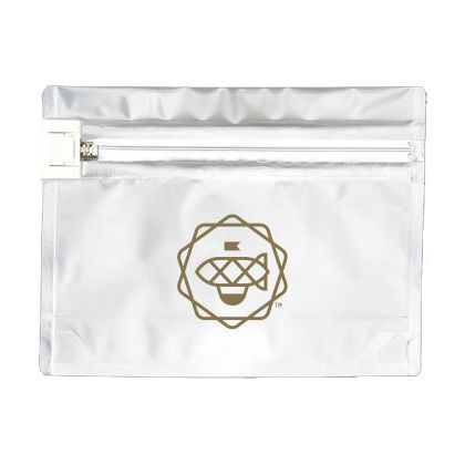 Printed 28 Gram Child Resistant Cannabis Pouch - White