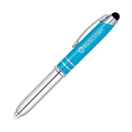Logo Engraved Legacy Ballpoint Pen Stylus LED Light - Light Blue