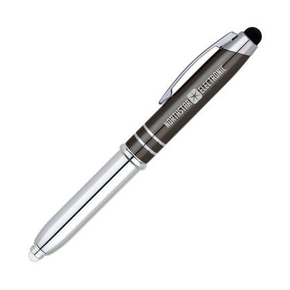 Logo Engraved Legacy Ballpoint Pen Stylus LED Light - Gunmetal