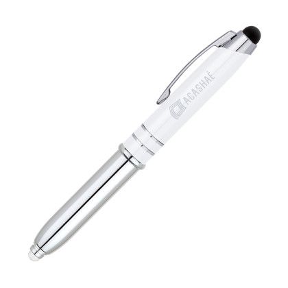 Logo Engraved Legacy Ballpoint Pen Stylus LED Light - White