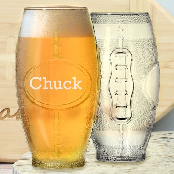 Personalized Football Glass | Football Shaped Glass with Name