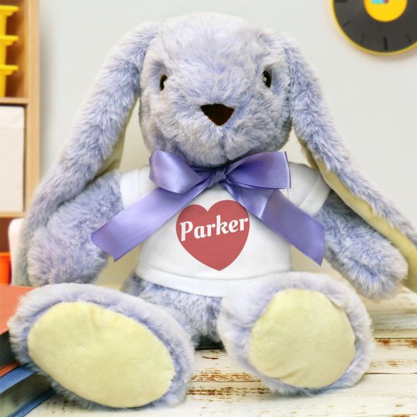 Plush Lilac Bunny With Custom Name Shirt