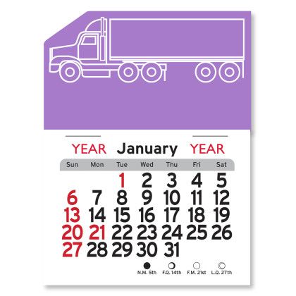 Peel-N-Stick® Calendar - Semi Truck - Lavendar